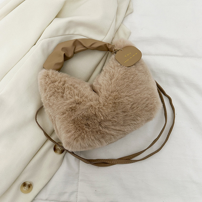Shengbai pliš crossbody torba u dumpling stilu, kožna podstava, zatvarač, trodimenzionalni oblik, svakodnevno nošenje za žene