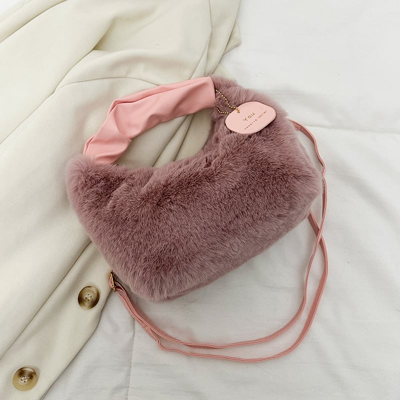 Shengbai pliš crossbody torba u dumpling stilu, kožna podstava, zatvarač, trodimenzionalni oblik, svakodnevno nošenje za žene