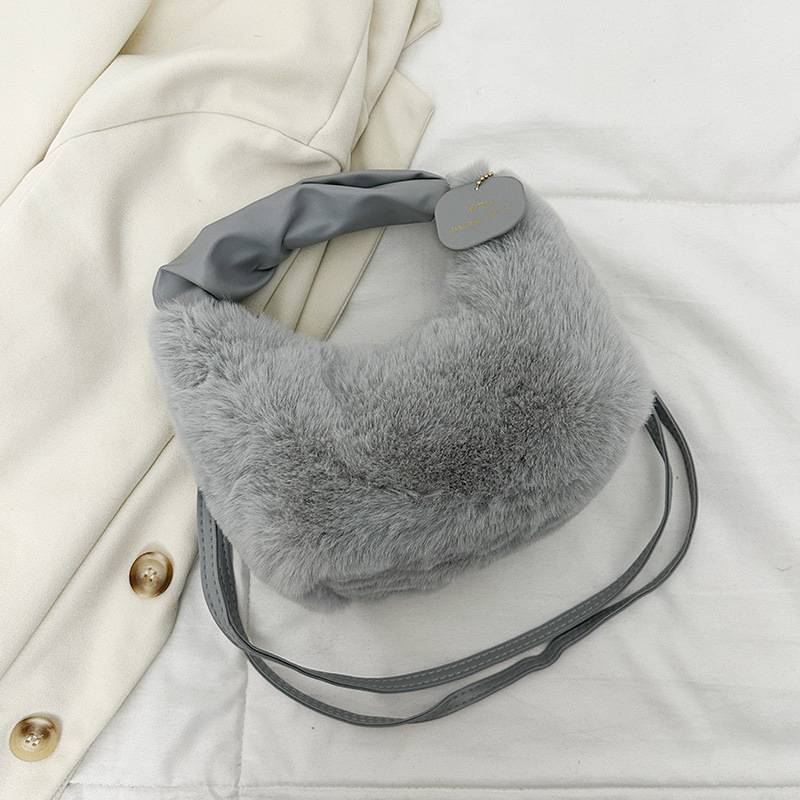 Shengbai pliš crossbody torba u dumpling stilu, kožna podstava, zatvarač, trodimenzionalni oblik, svakodnevno nošenje za žene
