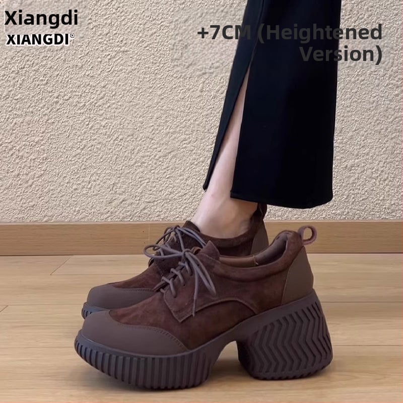 Лоуфъри с кравешка кожа, агнешка подплата, 6–8 см височинен ток, гумена подметка