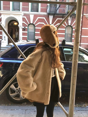 Palton reversibil lejer pentru femei, din lână de miel, cu guler lapel, lungime medie, mâneci lungi, material poliester, Iarna 2025