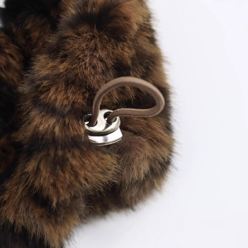 Jachetă pentru femei din blană artificială cu imprimeu leopard, guler rotund, fermoar, mâneci lungi, material amestec, iarnă 2024, brand Gentleman Resident