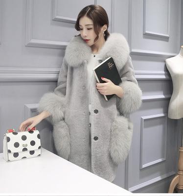 Korejski stil kaput od umjetnog krzna, srednje duljine, zima 2018