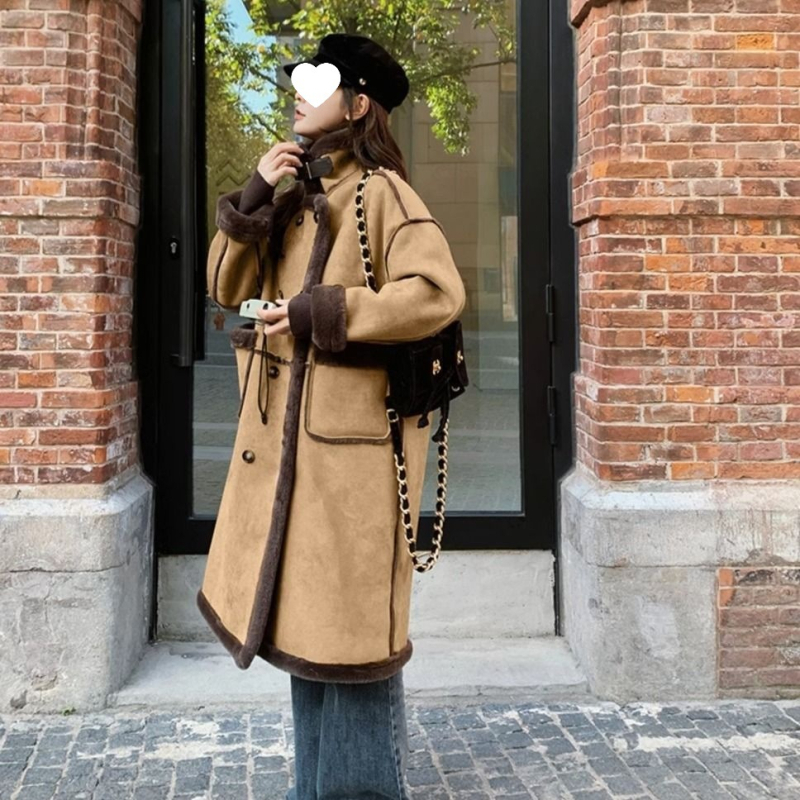 Palton feminin din Chenille, amestec Spandex, croială lejeră, lungime ultra-scurtă, guler de tip costum