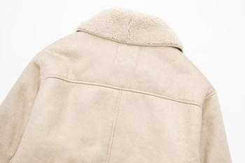 Παλτό με γούνα ενσωματωμένη, γιακά τύπου πέτο, φερμουάρ, χαλαρή γραμμή, πολυεστέρας