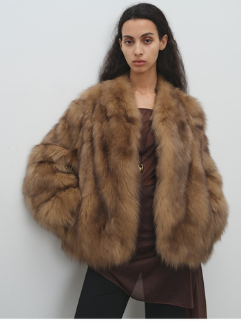 Jachetă din blană artificială, decolteu în V, mâneci lungi, stil Little Chanel