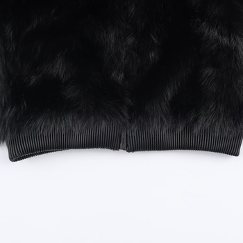 Geacă din blană artificială pentru femei, guler înalt, mâneci lungi, material poliester, guler din blană artificială, Iarnă 2025