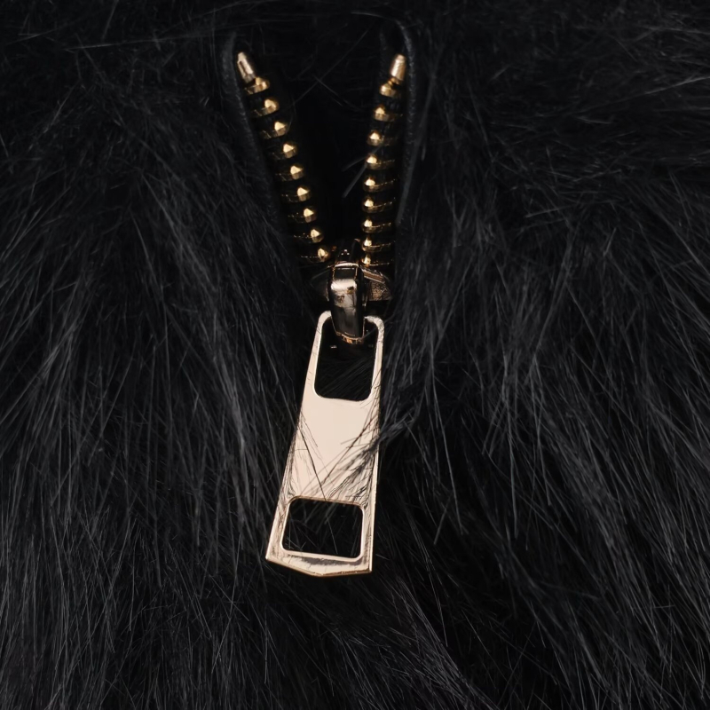 Geacă din blană artificială pentru femei, guler înalt, mâneci lungi, material poliester, guler din blană artificială, Iarnă 2025