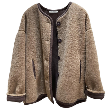 Ženska jakna od pamuka, debeli materijal, dugi rukavi, okrugli vrat, zima 2025.