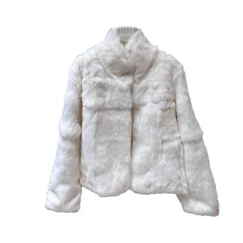 Palton din blană de iepure, blană reală, stil minimalist coreean pentru femei, guler înalt, iarna 2025