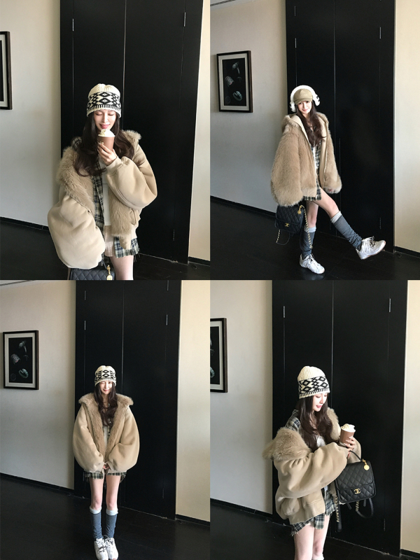 Παλτό από συνθετική γούνα, αναστρέψιμο, με κουκούλα, ζεστό για γυναίκες