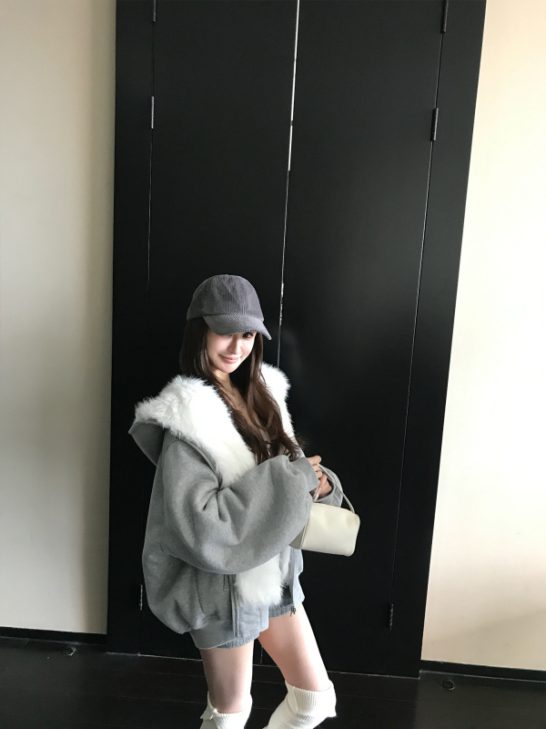 Παλτό από συνθετική γούνα, αναστρέψιμο, με κουκούλα, ζεστό για γυναίκες