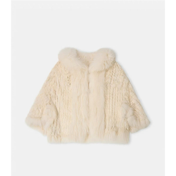 Pelerină din blană de vulpe, guler de blană, mâneci în stil bat, guler înalt (blană naturală)