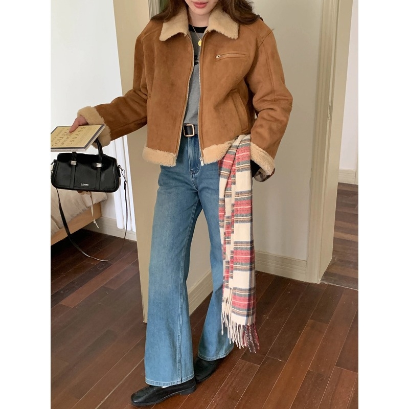 Ženski jakna od poliester-spandeks mješavina, patchwork dizajn, zatvarač, elegantan gradski stil, zima 2025, za odrasle žene