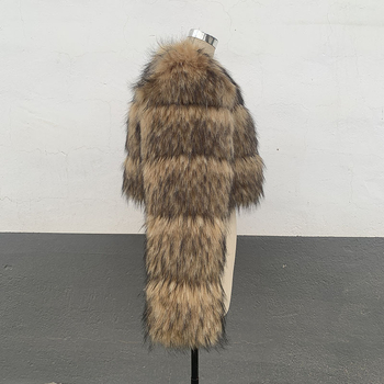 Ženski kaput od umjetnog krzna, kratka duljina, okrugli ovratnik, dugi rukavi, gradski stil
