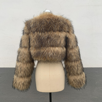 Ženski kaput od umjetnog krzna, kratka duljina, okrugli ovratnik, dugi rukavi, gradski stil