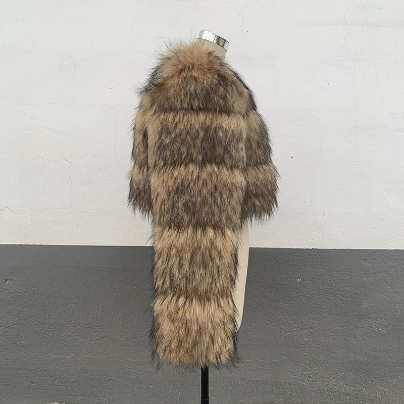 Ženski kaput od umjetnog krzna, kratka duljina, okrugli ovratnik, dugi rukavi, gradski stil