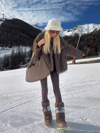 Palton din blană artificială, cu rever, mâneci lungi, pentru femei