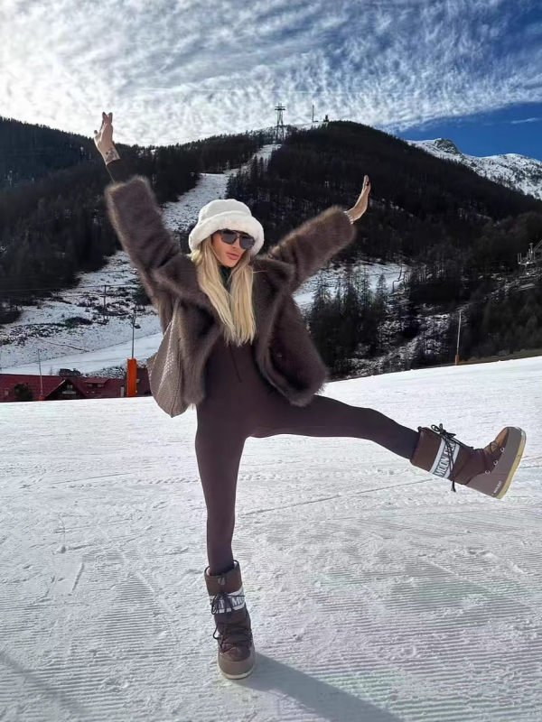 Palton din blană artificială, cu rever, mâneci lungi, pentru femei