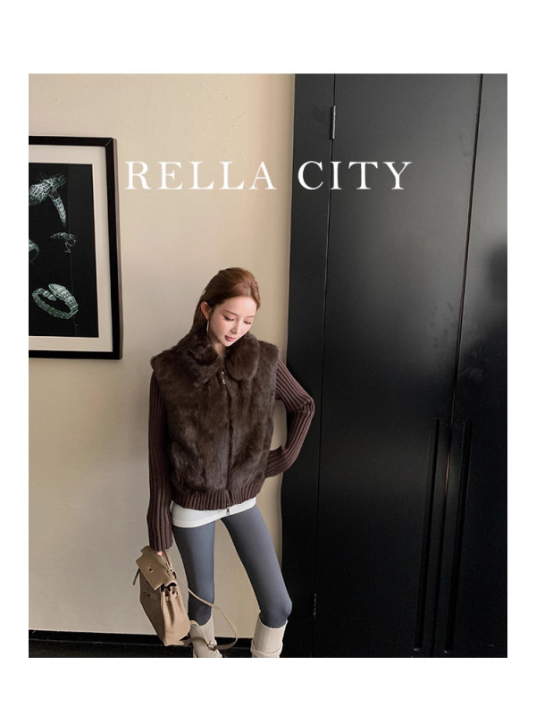 Palton din blană de iepure cu mâneci detașabile și vestă de blană, guler rever, 95%+ blană naturală de iepure, toamnă 2025