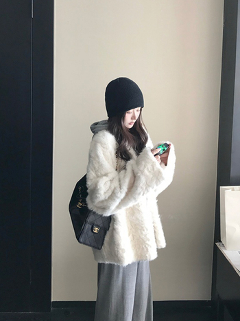 Παλτό από συνθετική γούνα, οικολογικό φλοράλ μοτίβ αλεπού, μεσαίου μήκους, χωρίς γιακά, χαλαρό στυλ Ιαπωνίας/Κορέας