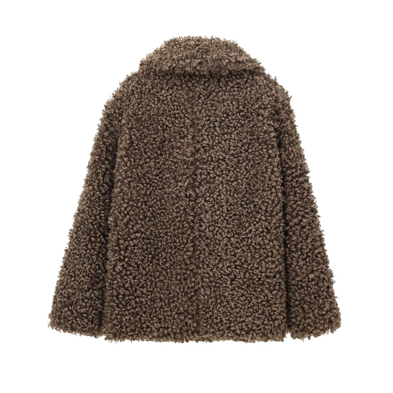 Palto od umjetne krzna, elegantan stil, srednja duljina 65–80 cm, rever, glavni materijal: poliester; sekundarni materijal: spandeks