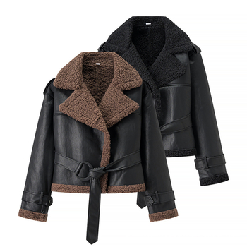 Jakna s reverom, kopčanje uz vezicu, slobodan kroj, poliester 90–95%, gradski stil
