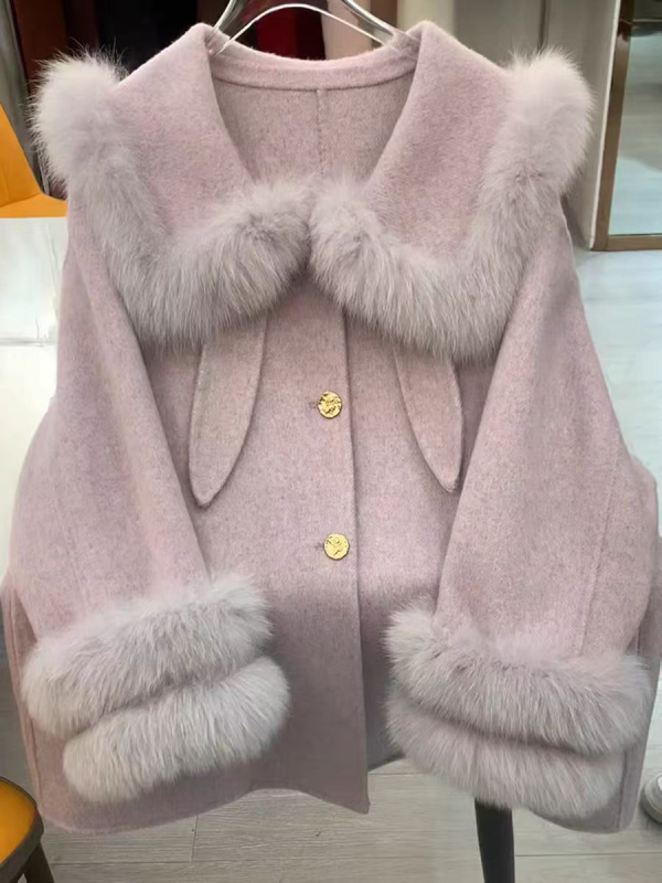 Ženski dvostrano kašmir-vuneni kaput, 2025 novi model, mala veličina, fakultetski stil, korejski stil