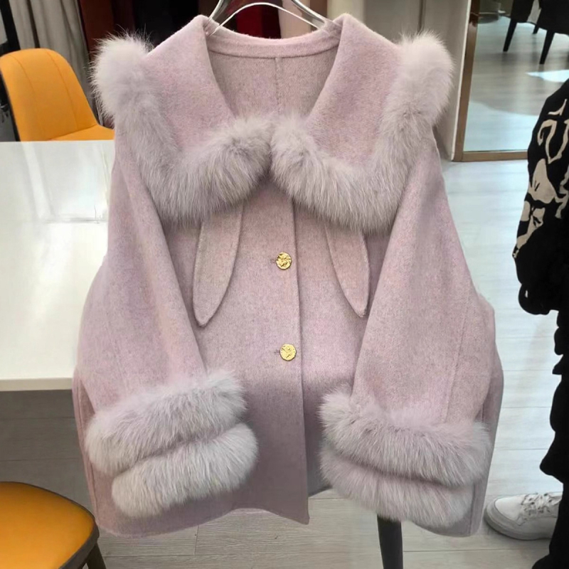 Ženski dvostrano kašmir-vuneni kaput, 2025 novi model, mala veličina, fakultetski stil, korejski stil