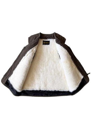 Xin Jing Da — Vestă din lână cu blană de miel reală, 95% lână, lungime medie, Primăvara 2025