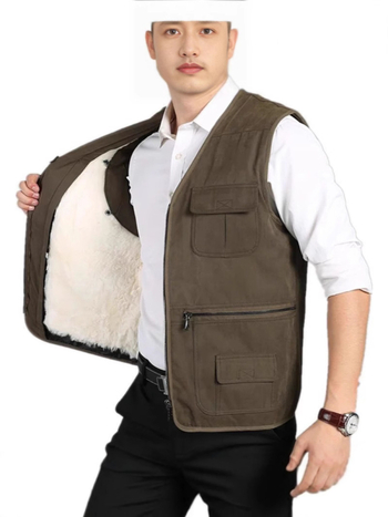 Xin Jing Da — Vestă din lână cu blană de miel reală, 95% lână, lungime medie, Primăvara 2025