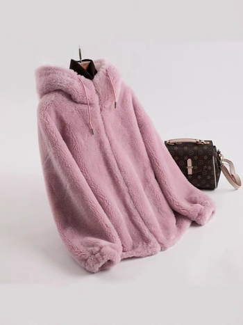 Γυναικείο παλτό μαλλιού με γούνα αρνιού, κουκούλα, χειμερινό, 95%+ μαλλί