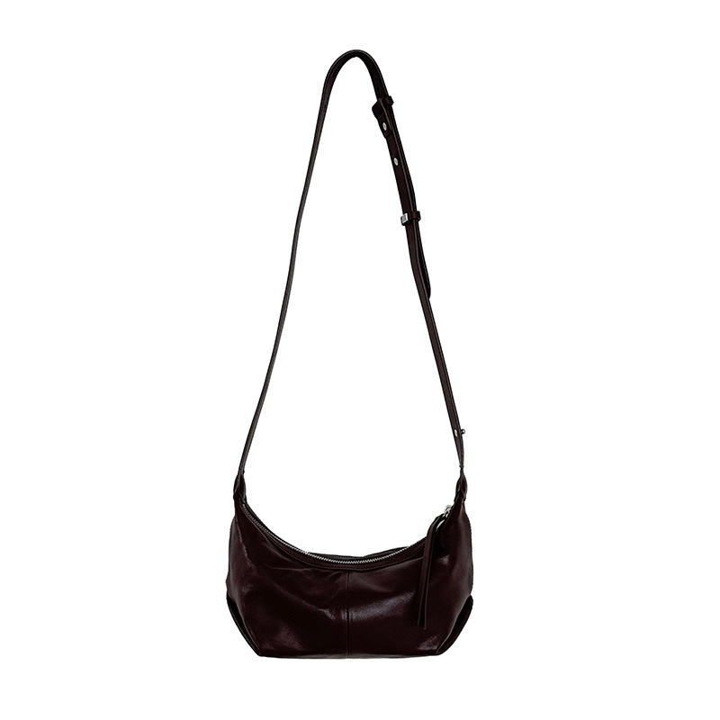 Crossbody Dumpling torba, od prave kože, zatvarač, unutarnji džep sa zatvaračem, podstava od poliester-pamuk