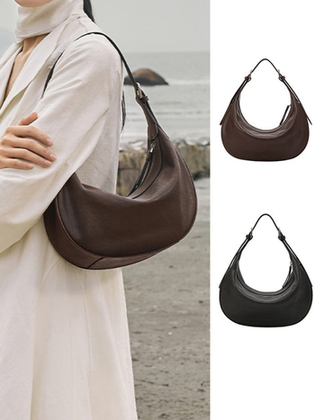 Crossbody τσάντα από Vegetable-tanned γνήσιο δέρμα, dumpling σχήματος, φερμουάρ, εσωτερική θήκη τηλεφώνου, βαμβακερή επένδυση