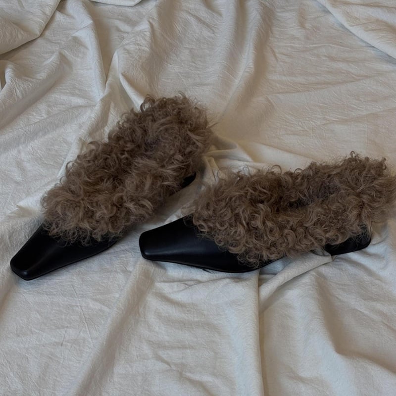 Лофери от овча кожа, Британски стил, квадратно носче, среден ток 3–5 см, гумена подметка