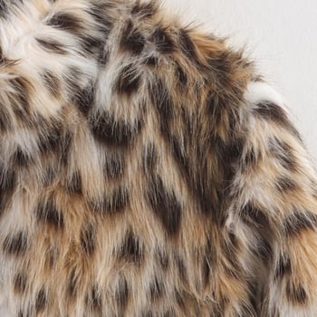 Ženska jakna s leopardim printom umjetnog krzna, rever, dugi rukavi, jesen 2025