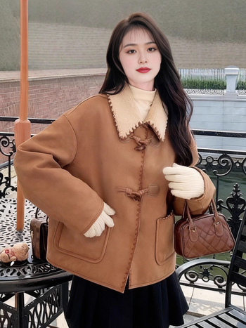 Γυναικείο μπουφάν με γιακά τύπου λαπέλ, φερμουάρ μπροστά, μακριά μανίκια, μονόχρωμο, πολυεστερικό ύφασμα