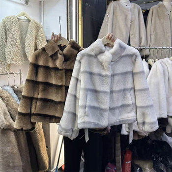 Γυναικείο παλτό από Mink βελούδο γούνας με σταθερό γιακά, στυλ Royal Sister, μακριά μανίκια