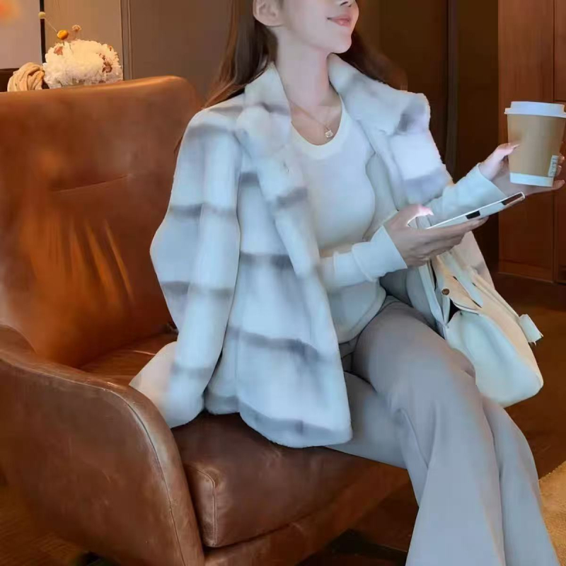 Γυναικείο παλτό από Mink βελούδο γούνας με σταθερό γιακά, στυλ Royal Sister, μακριά μανίκια