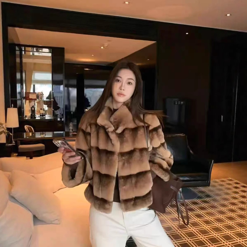 Γυναικείο παλτό από Mink βελούδο γούνας με σταθερό γιακά, στυλ Royal Sister, μακριά μανίκια