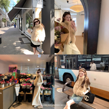 Γιλέκο από συνθετική γούνα με σταθερό γιακά, χωρίς μανίκια, κοντό σχέδιο, πολυεστερική ύφανση, για γυναίκες, άνοιξη 2025