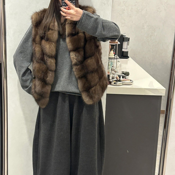 Γιλέκο από συνθετική γούνα αλεπούς, κορεατικό στυλ, χωρίς μανίκια, μεσαίο μήκος (50-65 cm), φθινόπωρο 2025