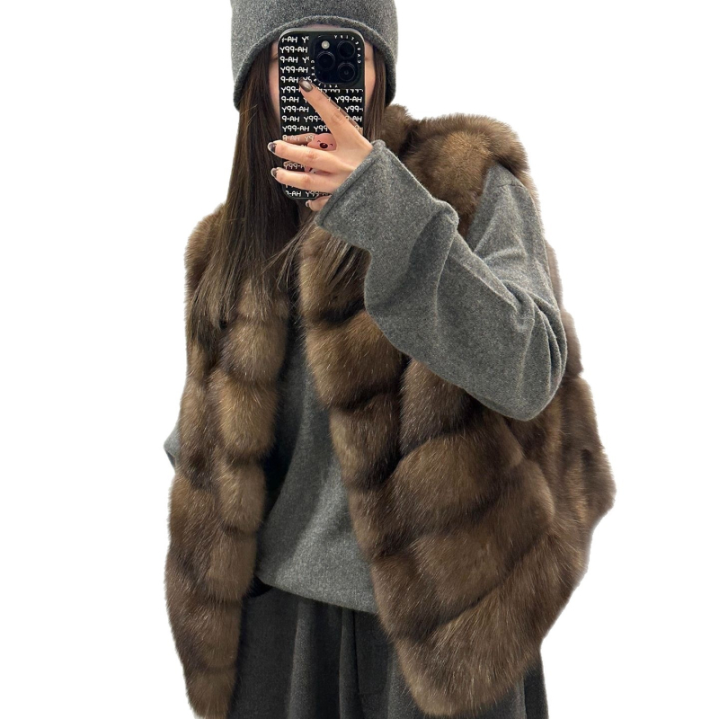 Γιλέκο από συνθετική γούνα αλεπούς, κορεατικό στυλ, χωρίς μανίκια, μεσαίο μήκος (50-65 cm), φθινόπωρο 2025