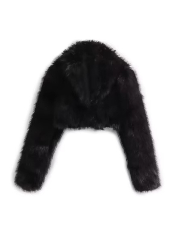 Γυναικείο παλτό από τεχνητό γούνα, κοντό στυλ, μακριά μανίκια, γούνινη γιακά, ύφασμα συνθετικής γούνας, φθινοπωρινή σεζόν 2025