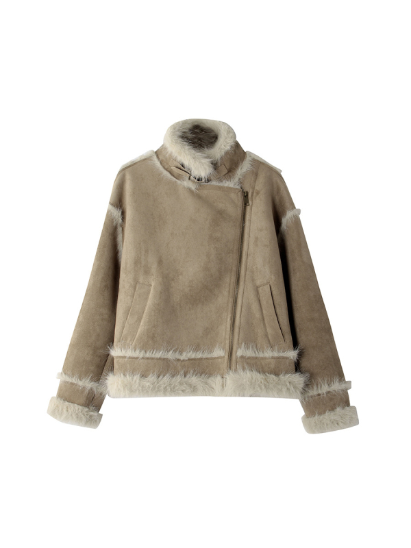 Velvet Puff Geming retro jakna od umjetne kože i krzna, ženska zima N779C