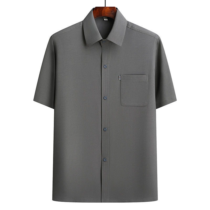 Ανδρικό πουκάμισο με κοντά μανίκια, φαρδιά γραμμή, τετράγωνος γιακά, λινό 96%+