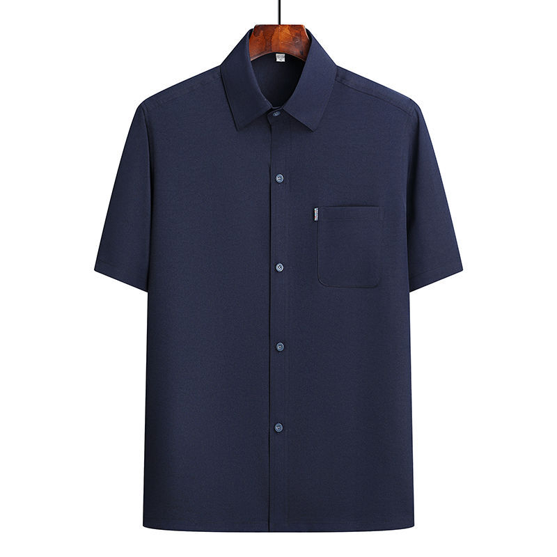 Ανδρικό πουκάμισο με κοντά μανίκια, φαρδιά γραμμή, τετράγωνος γιακά, λινό 96%+