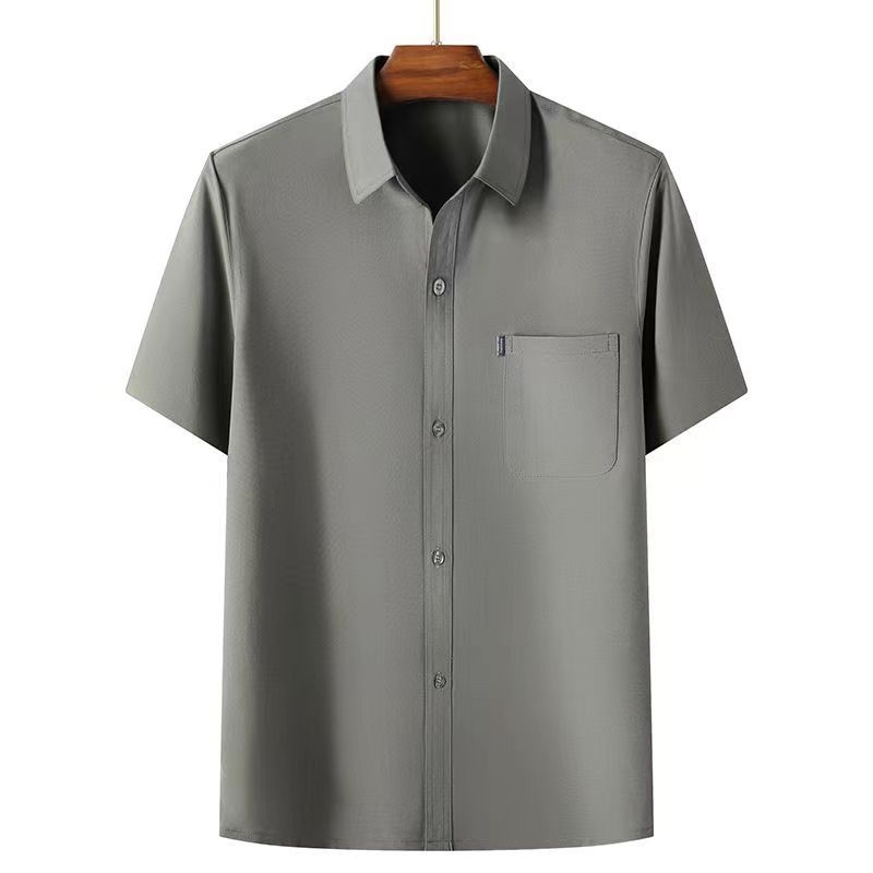 Ανδρικό πουκάμισο με κοντά μανίκια, φαρδιά γραμμή, τετράγωνος γιακά, λινό 96%+