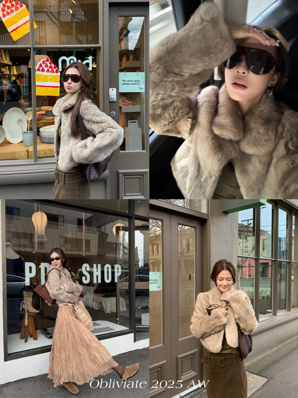 Nyúl szőrmés külső ruházat gradient szőrszál csúcsokkal, kétszínű gallér, hosszú ujjú, 2025-ös téli szezon