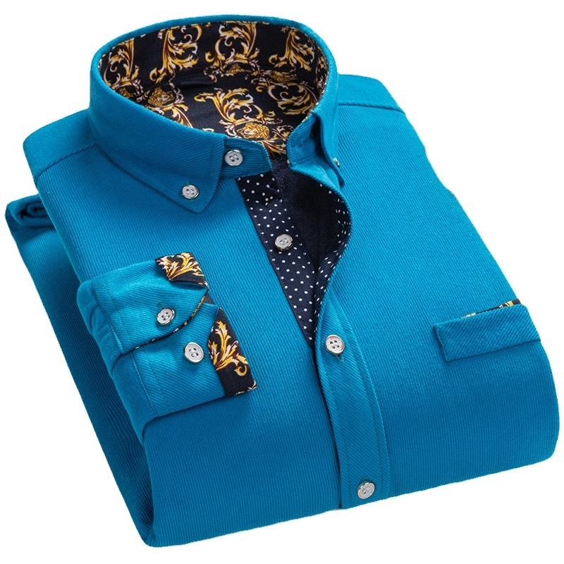 Αντρικό χειμερινό πουκάμισο από corduroy με φλίς επένδυση, μακριά μανίκια, στυλ καρντιγκαν